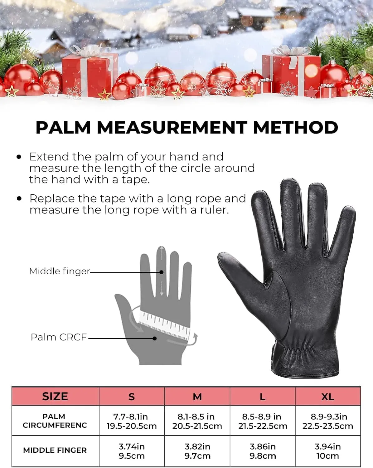 KEMIMOTO Winter Sheepskin Leather Gloves for Men Women Touchscreen Warm Soft Cashmere Lined Driving Texting Riding Gloves