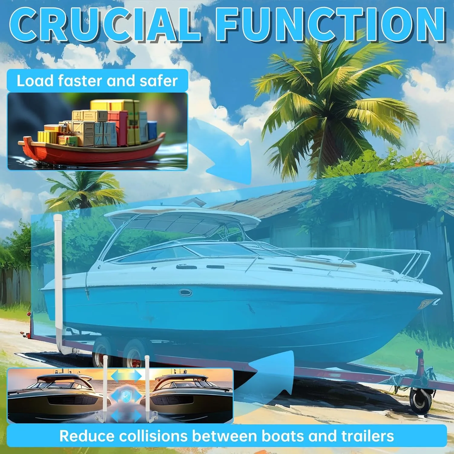 Kojem Boat Trailer Guide Poles for Ski Boat, Fishing Boat, Sailboat, Kayak, Canoe (Size and Color Selected)