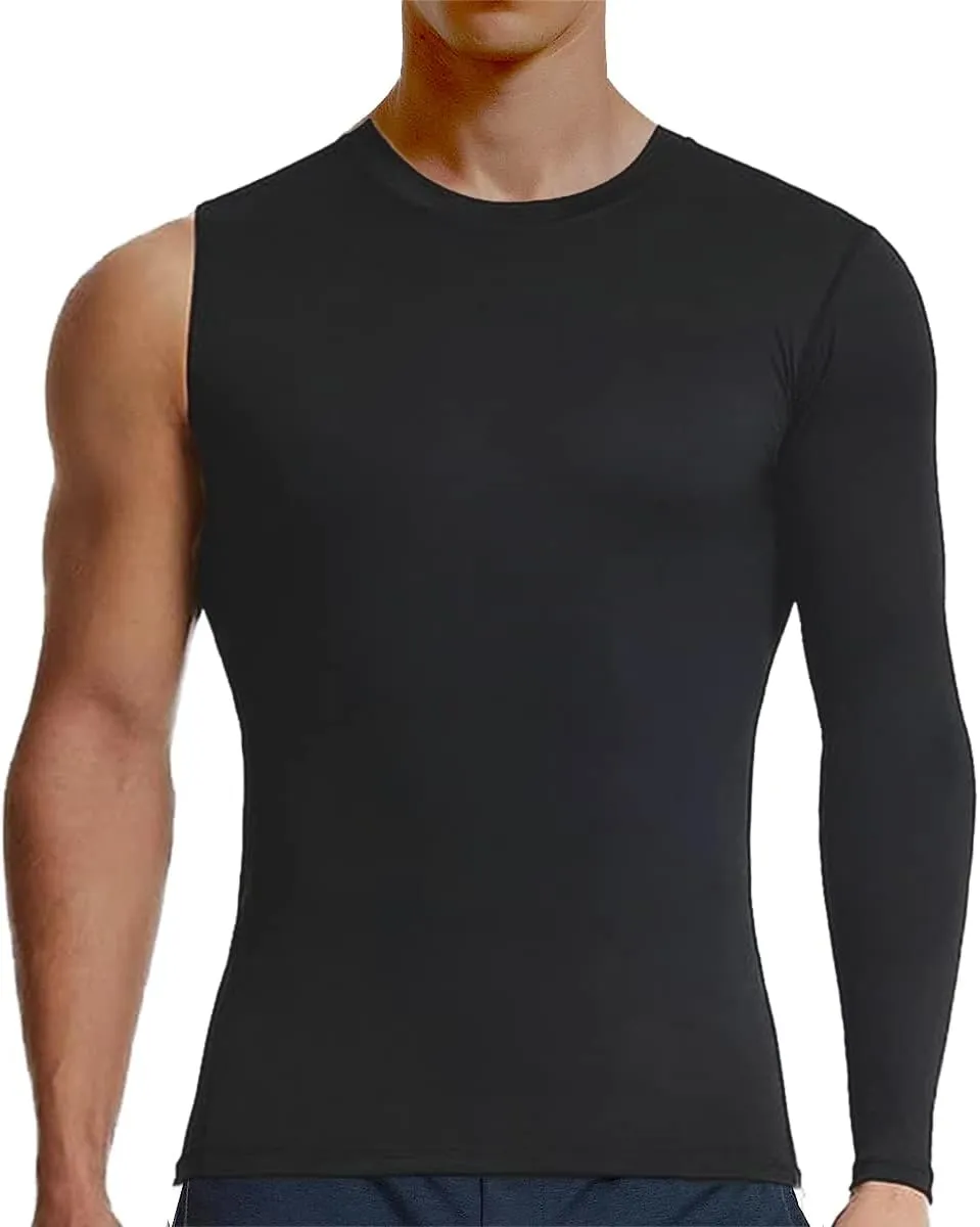 Men's Athletic Single Sleeve One Arm 1/2 Compression Shirt Sports Tight Base Layer Workout Underwear Active
