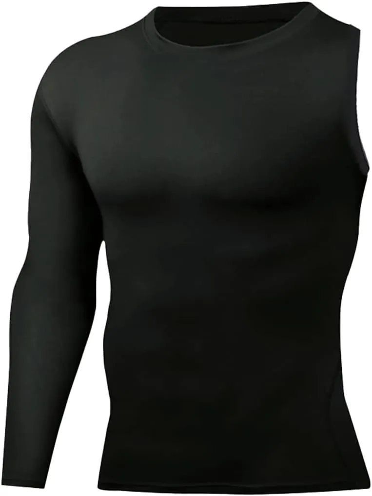 Men's Athletic Single Sleeve One Arm 1/2 Compression Shirt Sports Tight Base Layer Workout Underwear Active