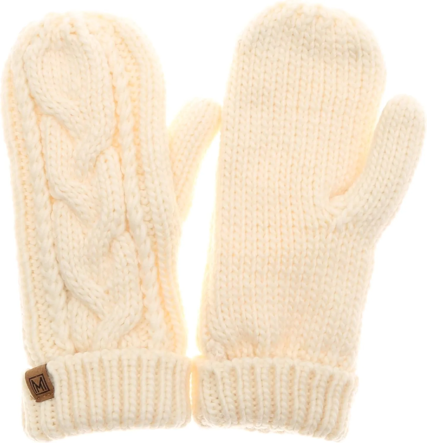 MIRMARU Womens Warm Winter Gloves Cozy Soft Cable Knit Mittens with Fleece Lining
