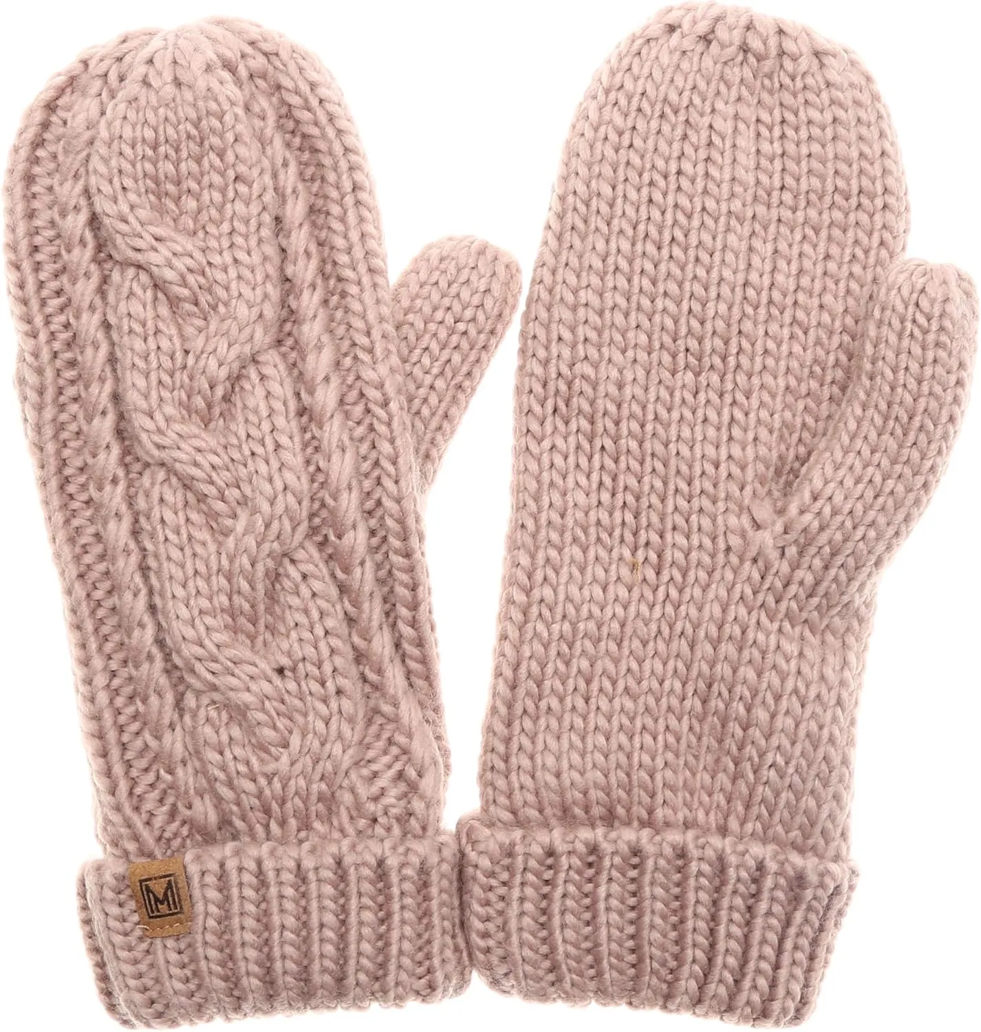 MIRMARU Womens Warm Winter Gloves Cozy Soft Cable Knit Mittens with Fleece Lining