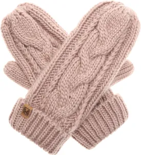 MIRMARU Womens Warm Winter Gloves Cozy Soft Cable Knit Mittens with Fleece Lining