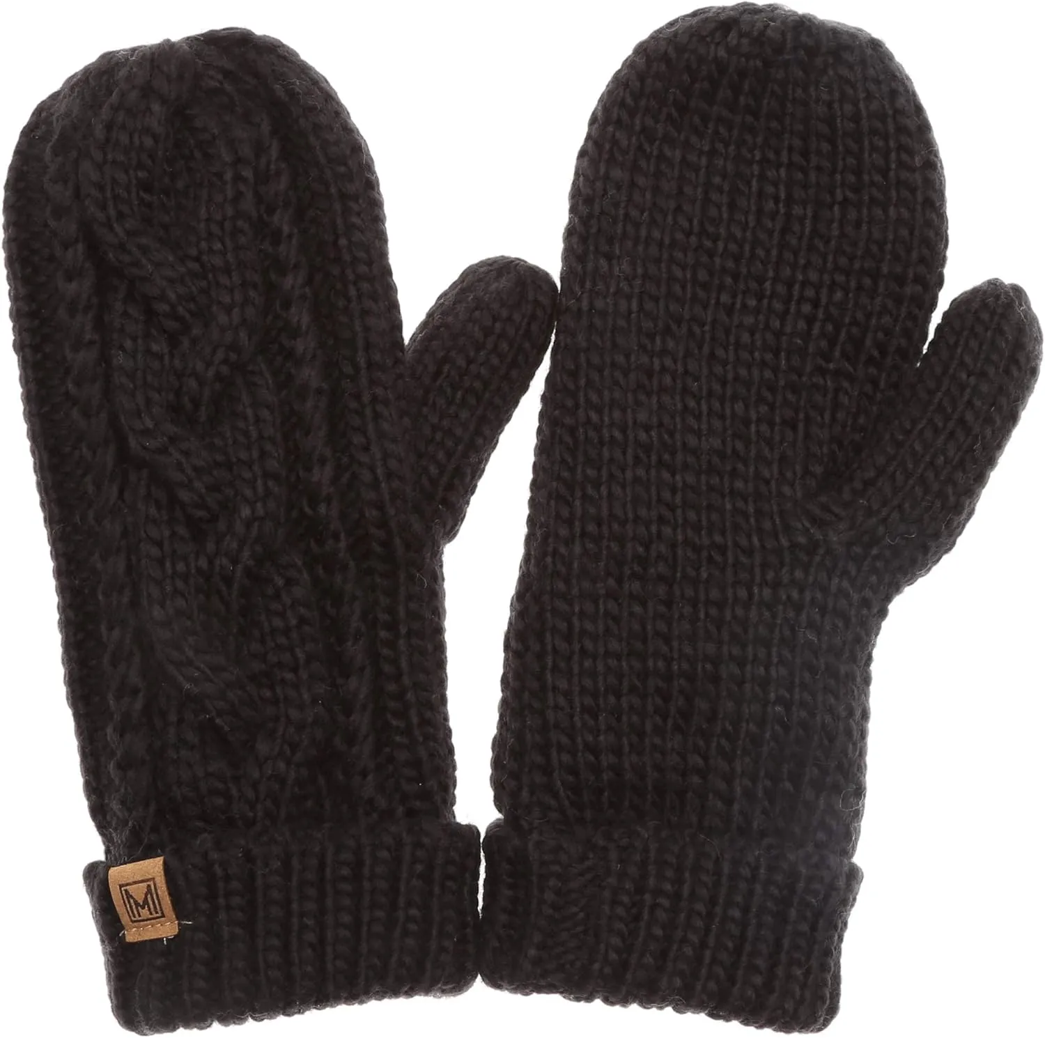 MIRMARU Womens Warm Winter Gloves Cozy Soft Cable Knit Mittens with Fleece Lining