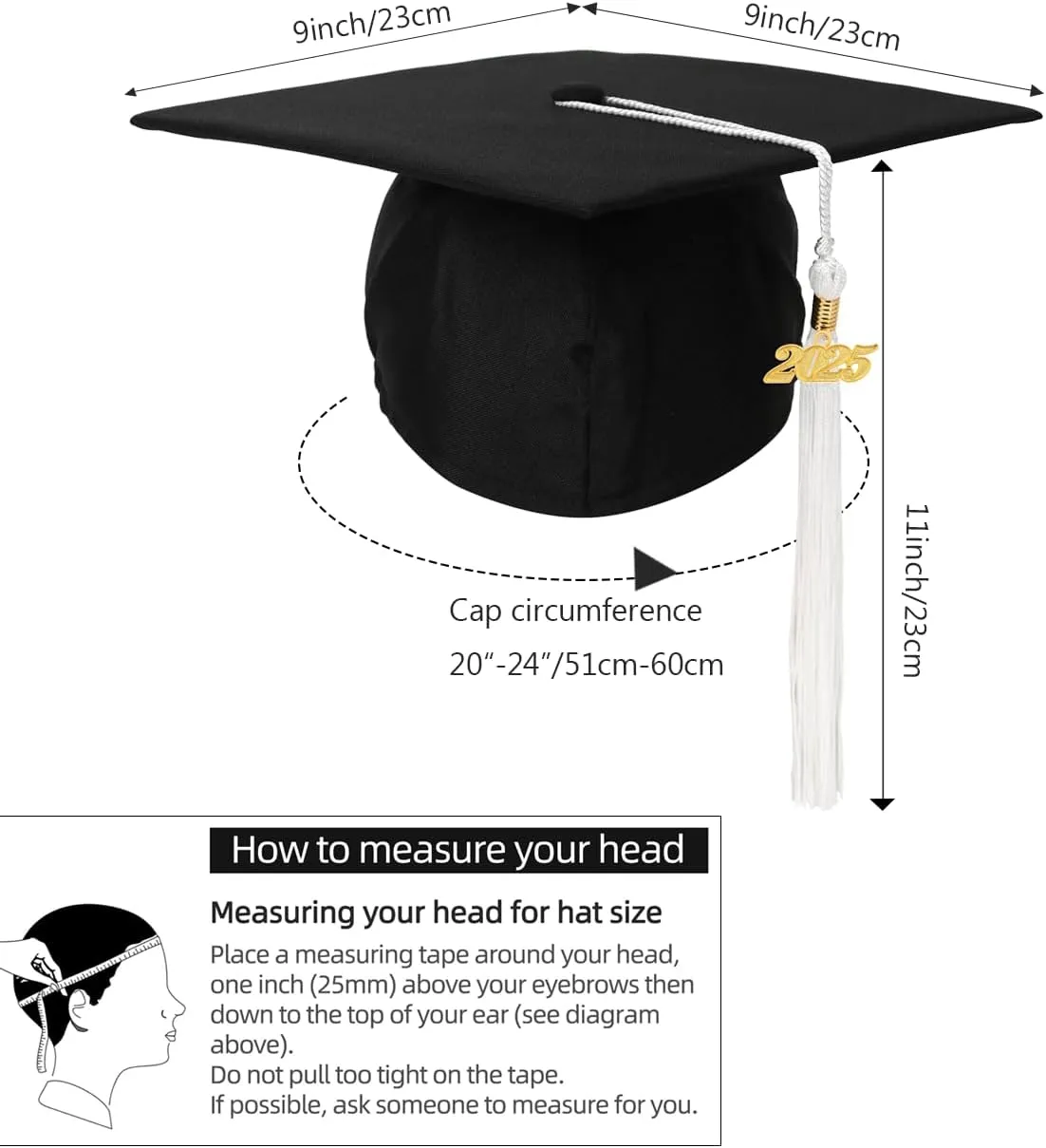 Newrara Graduation Unisex Matte Adult Graduation Cap with Tassel