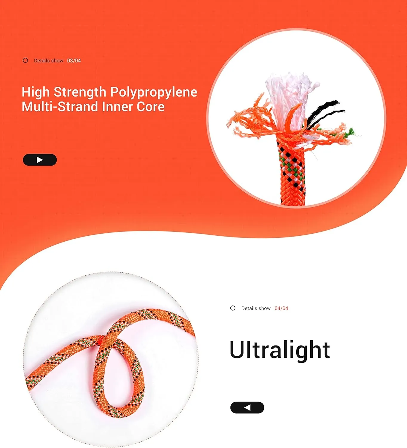 Nice C Climbing Rope, Rescue Rope, Construction Rope, Rock Climbing Rope, Static 10mm 32ft/64ft/96ft/160ft/230ft/500ft/985ft/1000ft with Carry Bag (Orange, 20M(64ft))