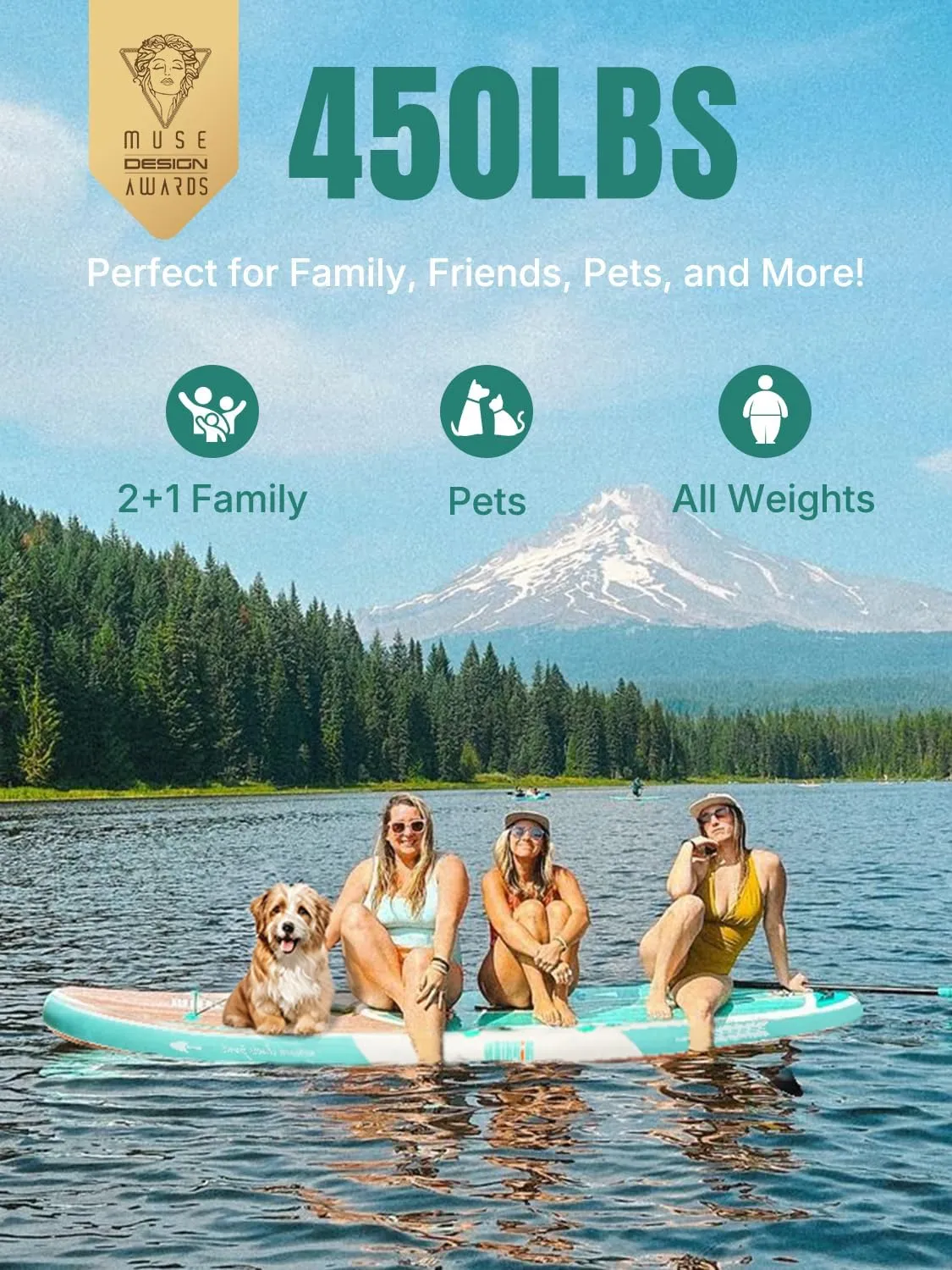 Niphean Inflatable Stand Up Paddle Board with SUP Accessories, Anti-Slip EVA Deck, 106 Inflatable Paddle Boards for Adults & Youth of All Skill Levels