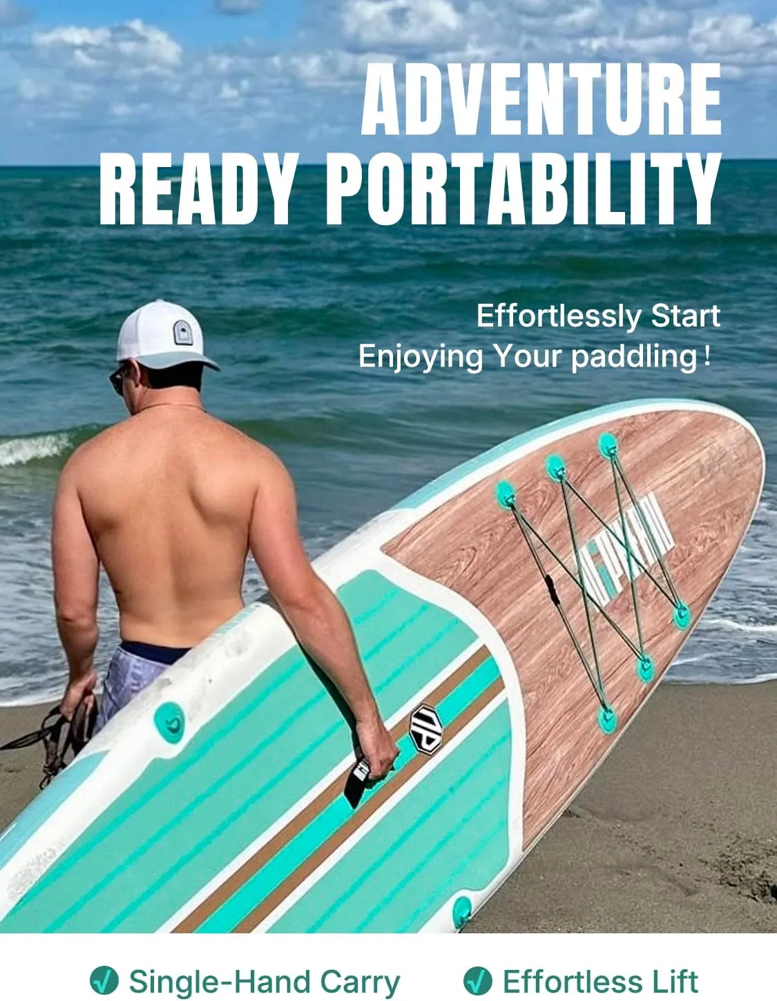 Niphean Inflatable Stand Up Paddle Board with SUP Accessories, Anti-Slip EVA Deck, 106 Inflatable Paddle Boards for Adults & Youth of All Skill Levels