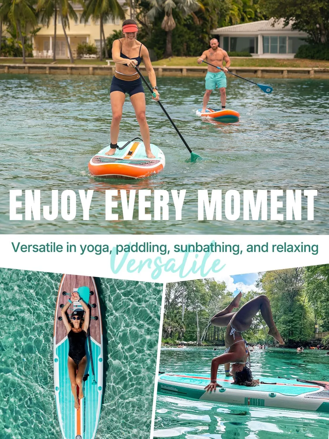 Niphean Inflatable Stand Up Paddle Board with SUP Accessories, Anti-Slip EVA Deck, 106 Inflatable Paddle Boards for Adults & Youth of All Skill Levels