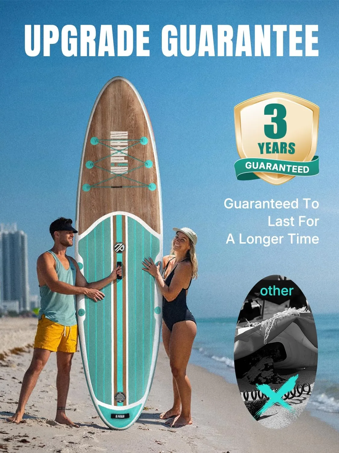 Niphean Inflatable Stand Up Paddle Board with SUP Accessories, Anti-Slip EVA Deck, 106 Inflatable Paddle Boards for Adults & Youth of All Skill Levels