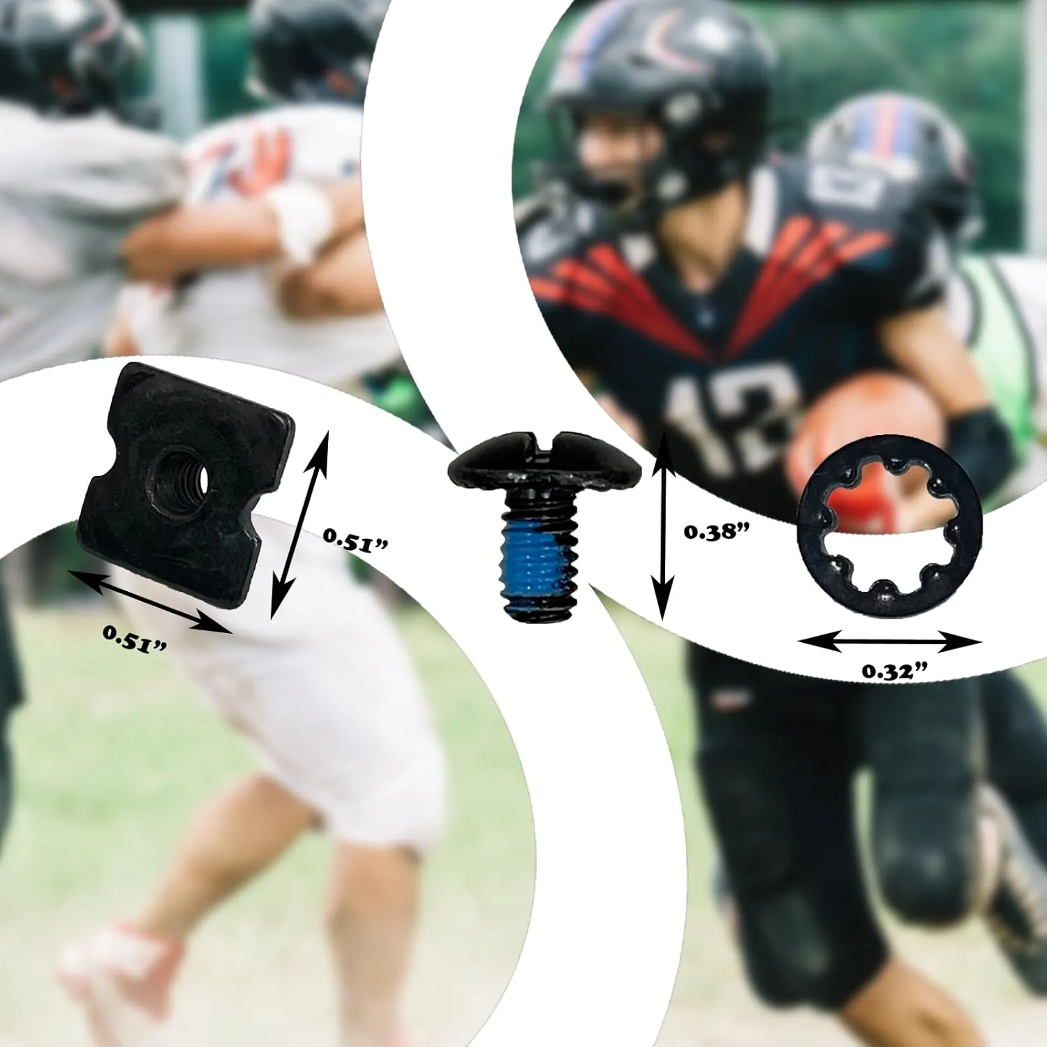 O Shield Football Back Plate Hardware, Football Gear Accessory Unisex Adult Size Youth Size - for O Shield Football Back Plates Use, Screws Included