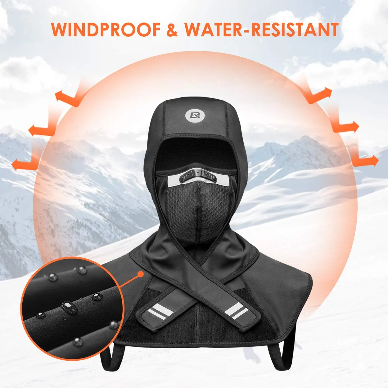 ROCKBROS Men Windproof Thermal Fleece Balaclava Ski Mask Winter Cycling  Motorcycle Gear