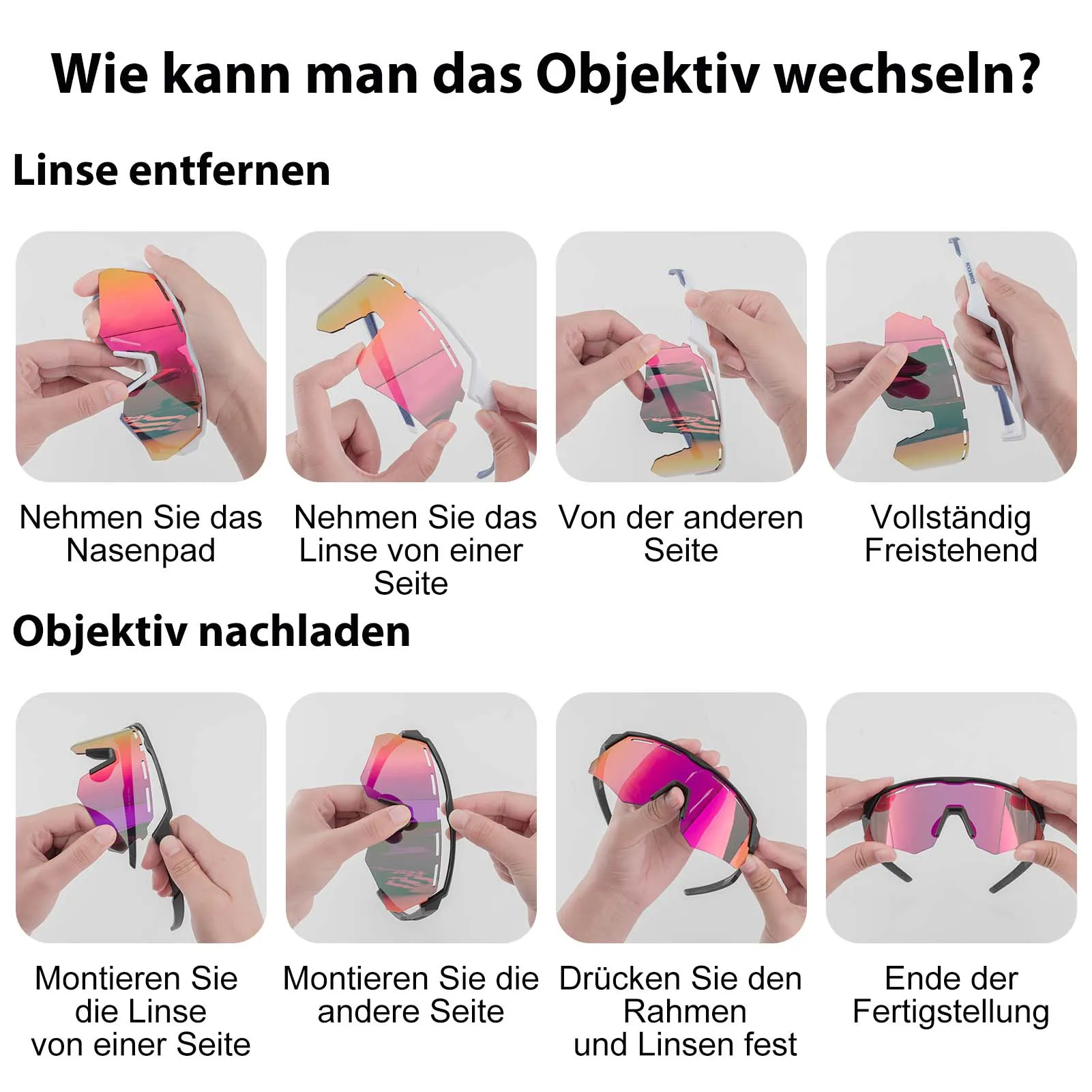 ROCKBROS Polarisierte Fahrradbrille mit 4 Wechselgläser