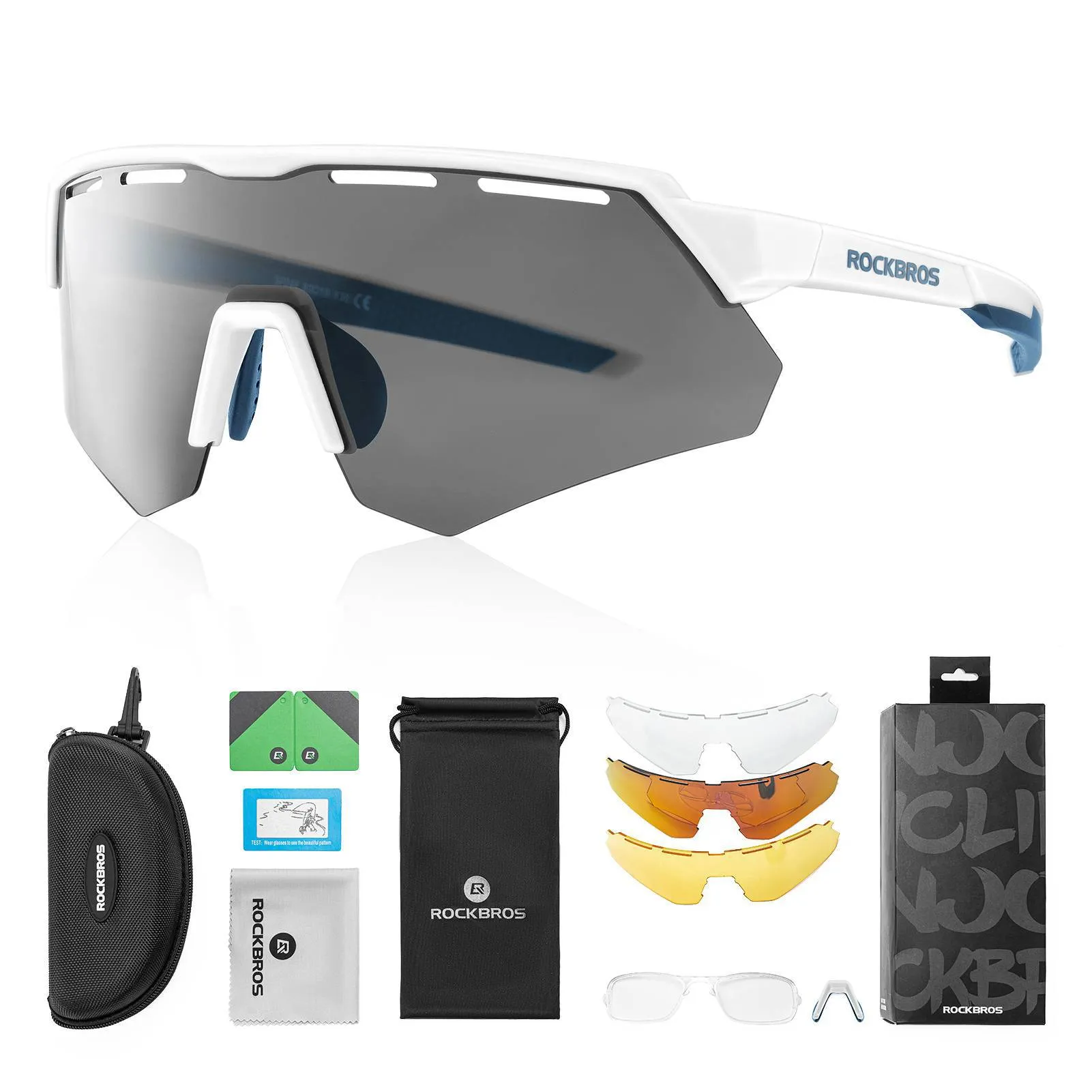 ROCKBROS Polarisierte Fahrradbrille mit 4 Wechselgläser