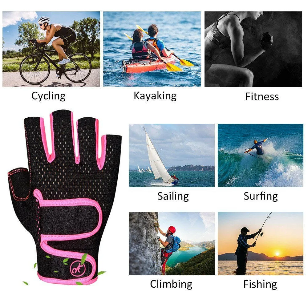 Sailing Gloves 3/4 Short Finger Cycling Mountain Bike Bicycle Gloves for Men and Women Fishing Kayaking Paddling Sailing Workout Gloves