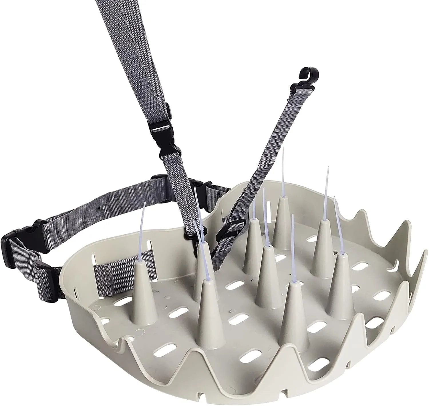 Shark Teeth Design Fly Fishing Stripping Basket, Faster Draining Safely See Through, Super Light Smooth Curved Tangle-Proof Stripping Line Basket with Silicone Spike