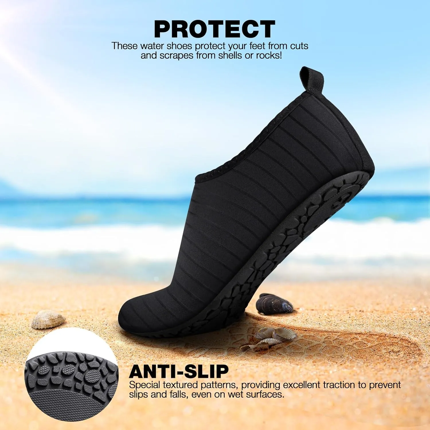 SIMARI Water Shoes Women Men Aqua Socks Beach Barefoot Quick Drying Aqua Aerobics Swim Pool Non Slip Outdoor Travel Essentials Surf River Lake Snorkeling Kayak Yoga Adult Youth
