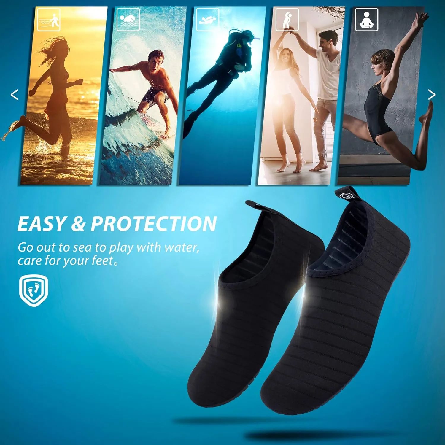 SIMARI Water Shoes Women Men Aqua Socks Beach Barefoot Quick Drying Aqua Aerobics Swim Pool Non Slip Outdoor Travel Essentials Surf River Lake Snorkeling Kayak Yoga Adult Youth