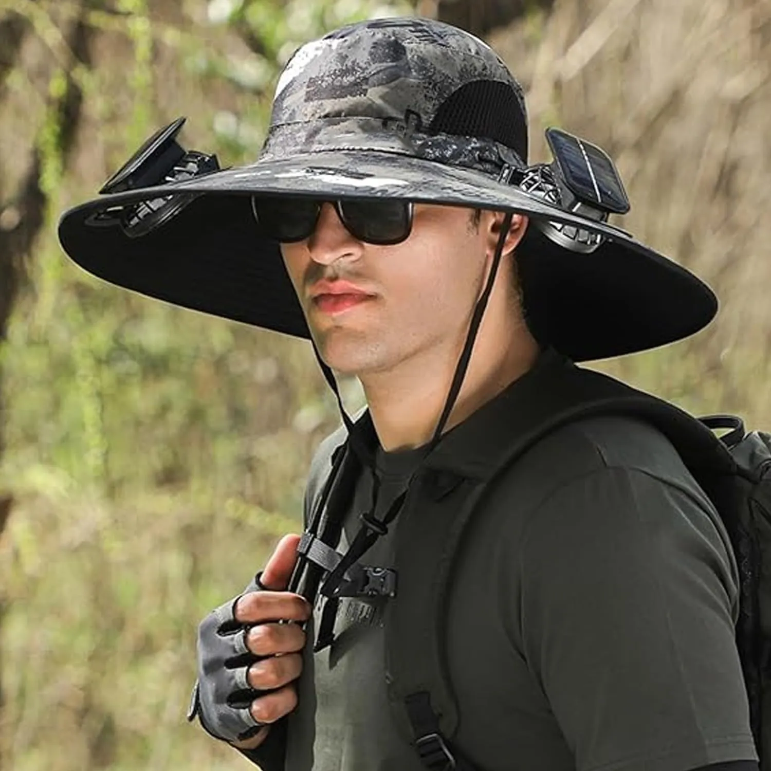 Solar Brim Hat with Fan, Solar Powered Fan Cooling Hat  for Outdoor Work and Fishing, Fishing Hat with Built in Fan