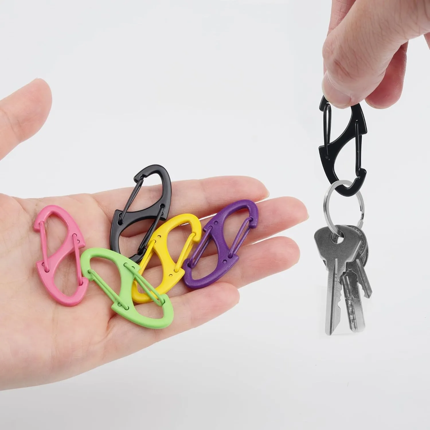 SWATOM 20PCS S Double Sided Mini Carabiner Clip Small Dual Wire Gate Carabiners Keychain Clasp Snap Hooks Tiny Key Clips EDC Accessories for Outdoor Camping Fishing Hiking