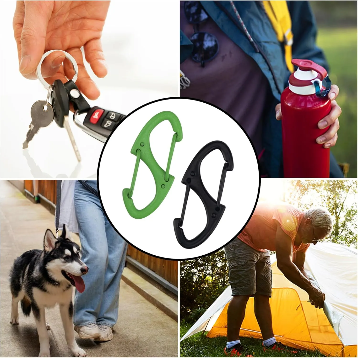 SWATOM 20PCS S Double Sided Mini Carabiner Clip Small Dual Wire Gate Carabiners Keychain Clasp Snap Hooks Tiny Key Clips EDC Accessories for Outdoor Camping Fishing Hiking