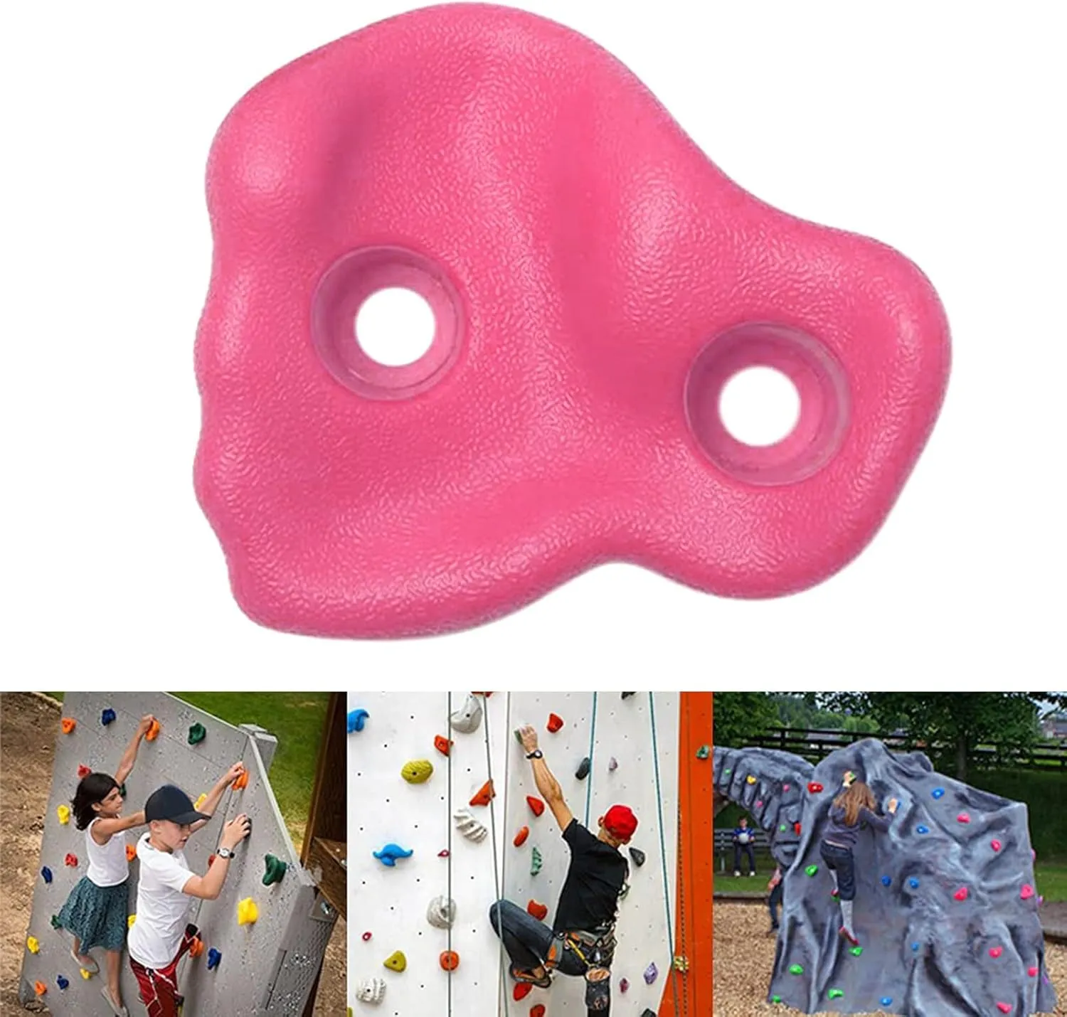 TeamSky Rock Climbing Holds,10PCS Plastic Comfortable Rock Climbing Stone Rocks Wall Stones with Screw Pad and Nut for Outdoor Indoor Climbing Frames Children Playground