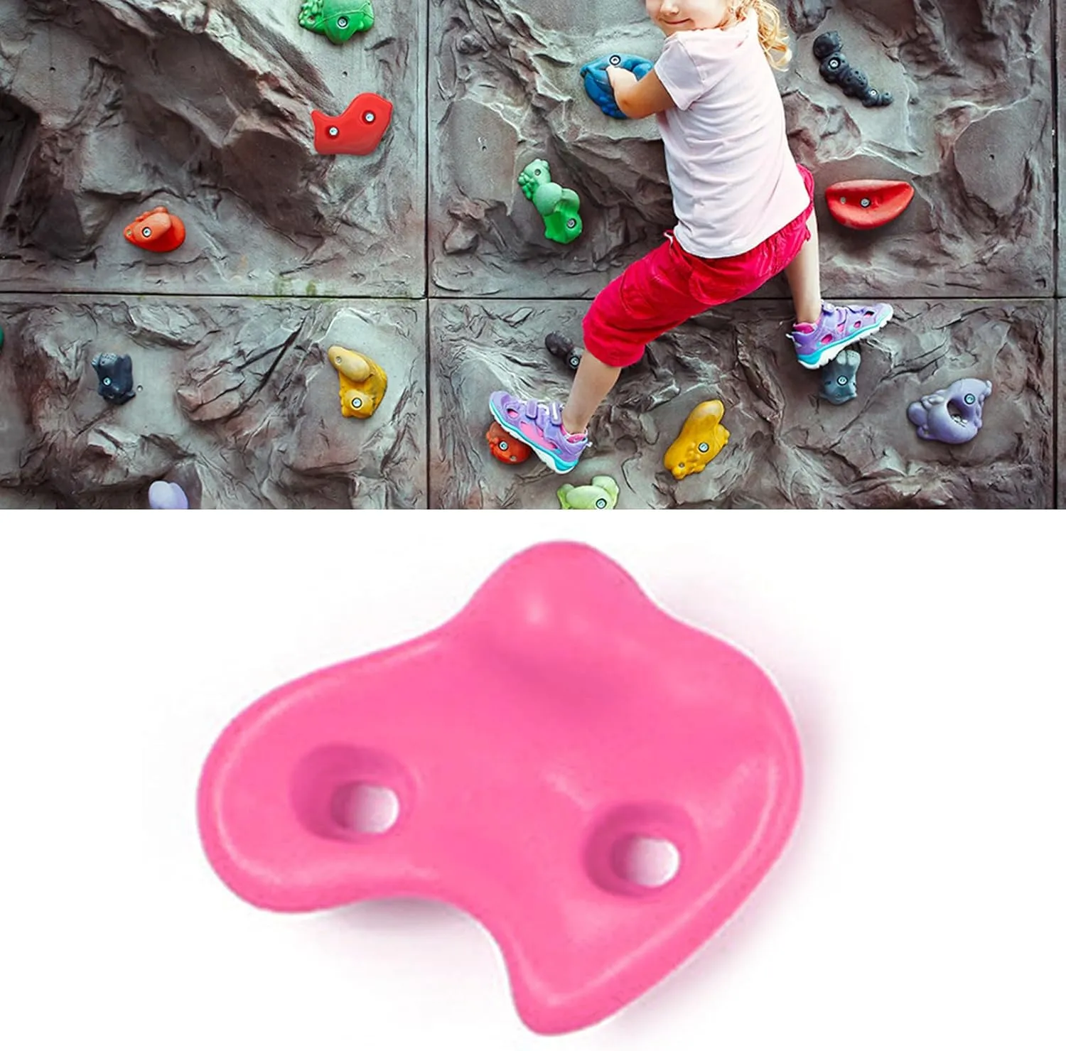 TeamSky Rock Climbing Holds,10PCS Plastic Comfortable Rock Climbing Stone Rocks Wall Stones with Screw Pad and Nut for Outdoor Indoor Climbing Frames Children Playground
