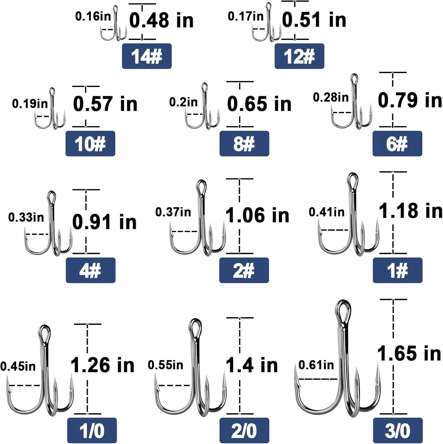 Treble Fishing Hooks 4X Strong 10Pcs/25Pcs Triple Hooks Sharp Barbed/High Carbon Steel/Round Bend for Lures Freshwater Saltwater