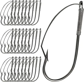 Weedless Fishing Hook Carbon Steel Bass Worm Hooks, Wide Rig Fishing Hook for Baits