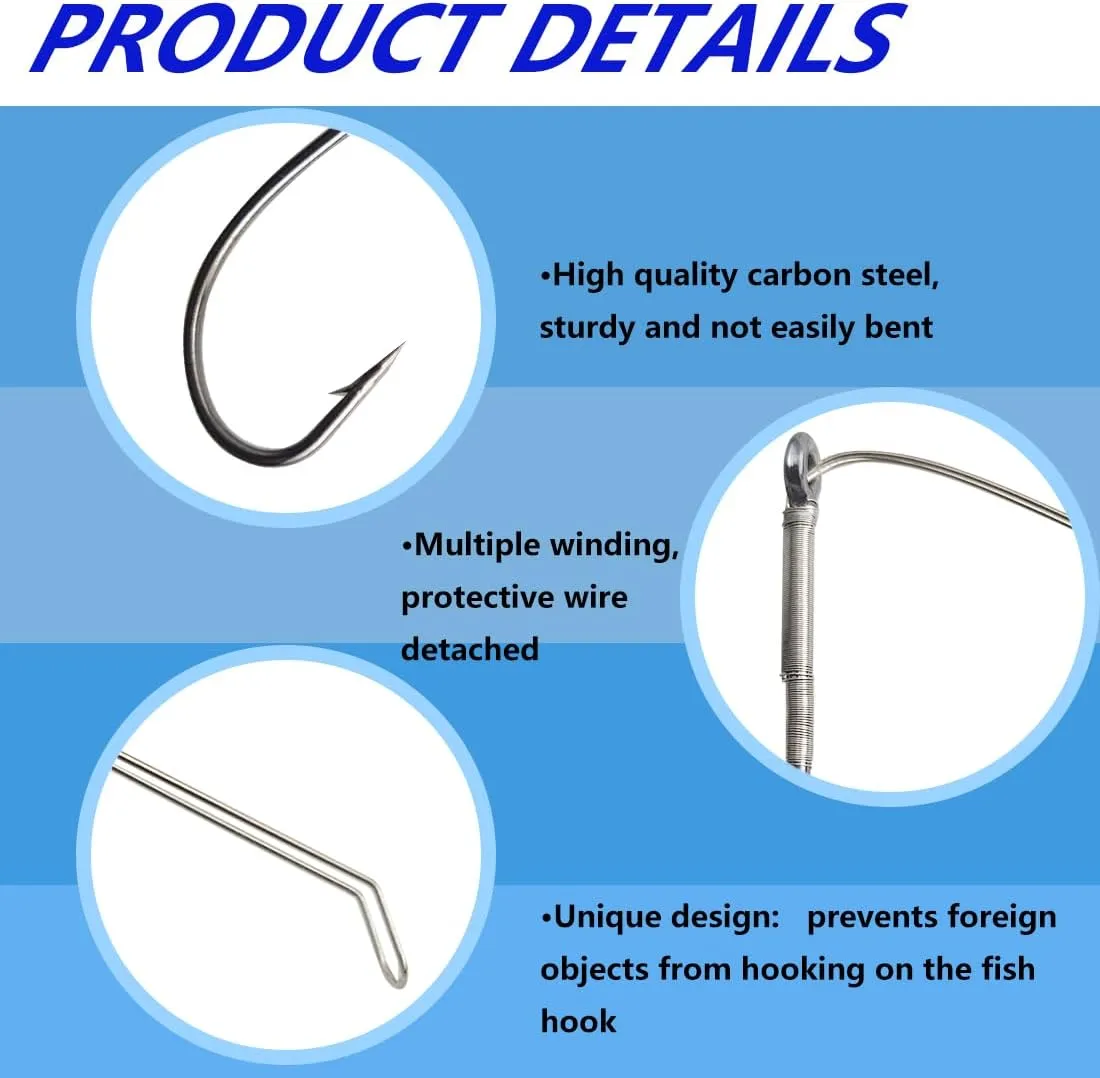 Weedless Fishing Hook Carbon Steel Bass Worm Hooks, Wide Rig Fishing Hook for Baits