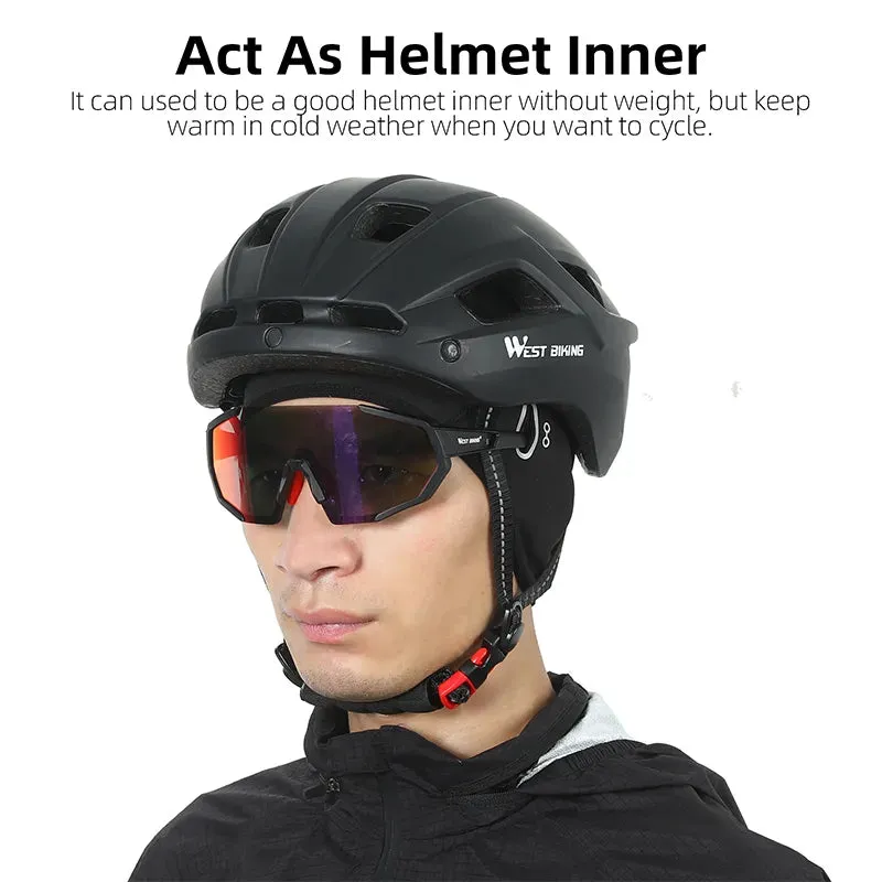 Winter Fleece Cycling Cap Windproof Thermal Skull Cap Helmet Liner Running Skiing Motocycle Riding Men MTB Bike Hat