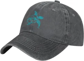 Women's Sea Turtle Hat for Men Women, Adjustable Vintage Distressed Washed Baseball Cap for Turtle Lovers