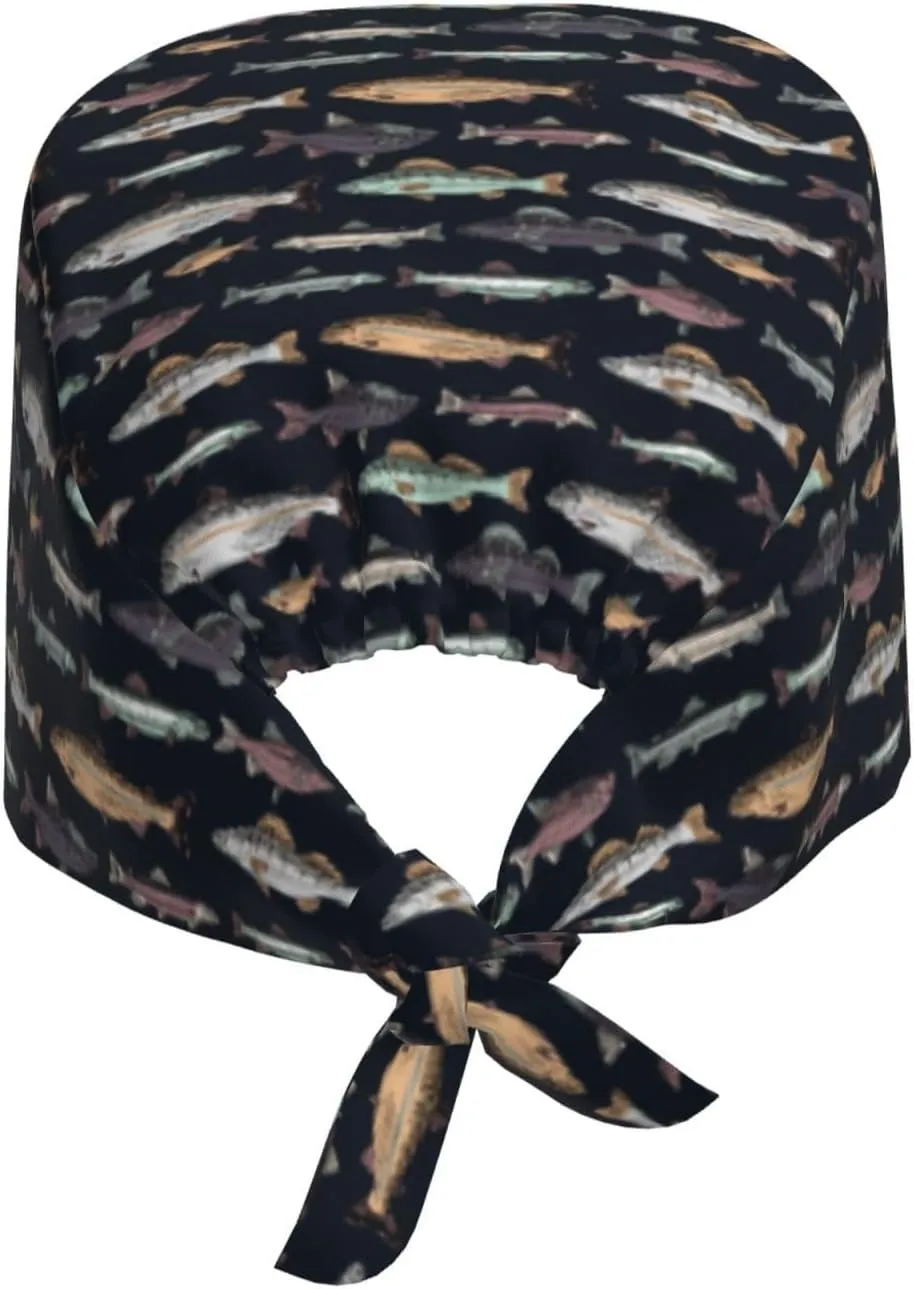 Working Cap Scrub Cap with Sweatband Adjustable Unisex Women Tie Back Hat Nurse Surgical Caps
