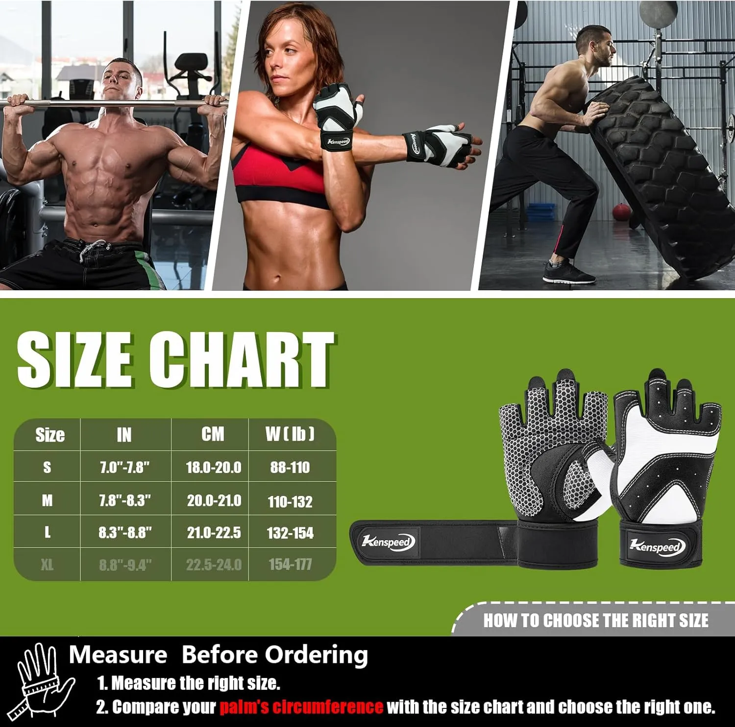 Workout Gloves Gym Gloves for Men and Women Weight Lifting Gloves with Wrist Support Full Palm Protection Breathable for Trainning, Cycling, Pull-ups, Rowing, Climbing