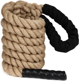 X XBEN Climbing Rope for Gym, Fitness, Strength Training, Heavy Jute Rope for Tree Swing Obstacle Course Backyard, Exercise Workout Pulling Jute Rope for Adults,10FT 20FT 30FT 50FT 1.5 Inch