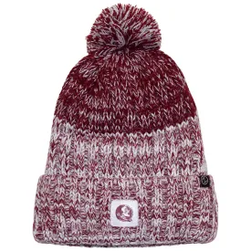 Zephyr Women's Seminole Logo Cuff Pom Fleece Lined Knit Beanie - Garnet/White