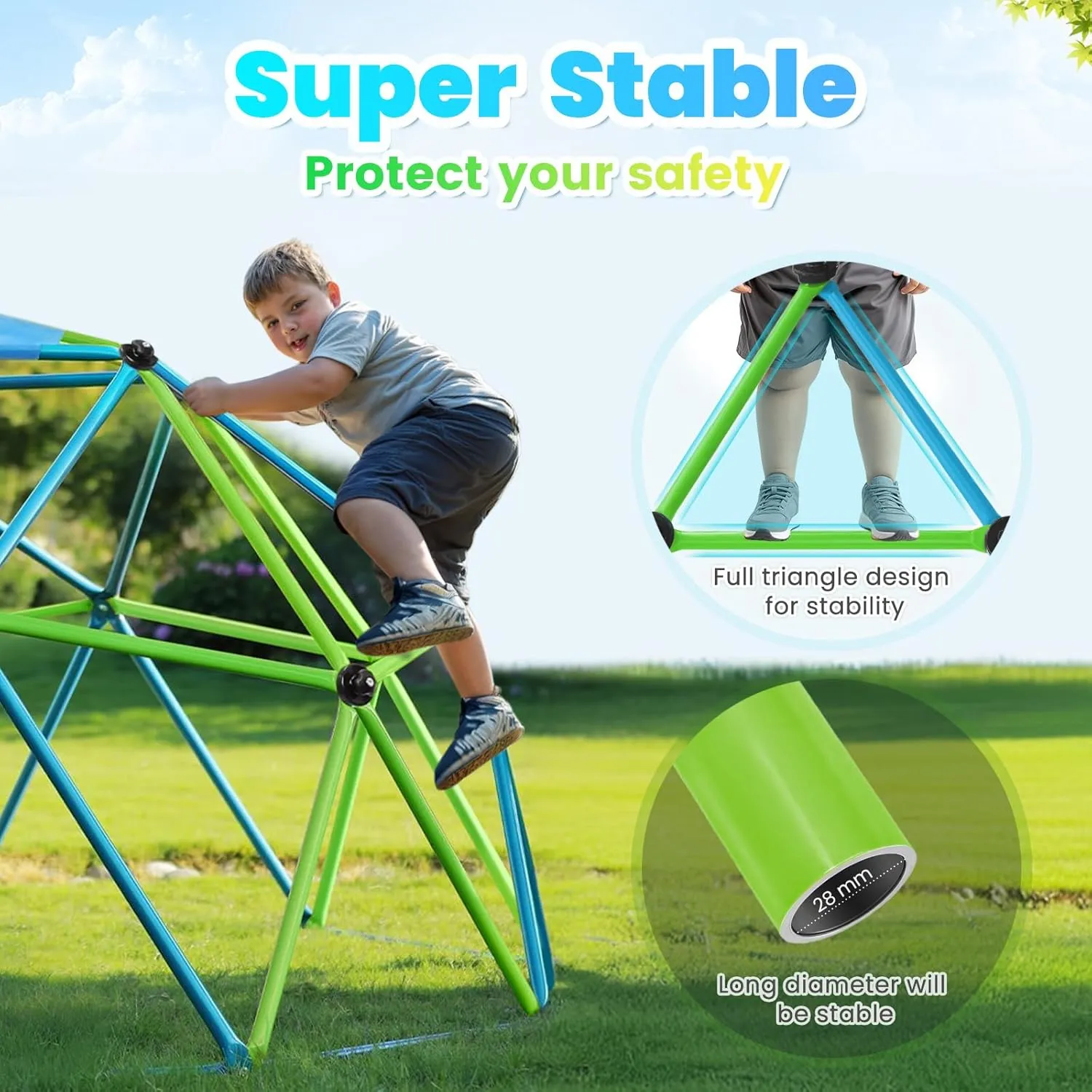 Zupapa 10FT Climbing Dome, Experience Ultimate Fun with The 2025 Upgraded Decagonal Geo Dome Climber - Supports 1000LBS Outdoor Playset and Easy Assembly Play Equipment for Kids (Turquoise, 10FT)