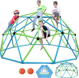 Zupapa 10FT Climbing Dome, Experience Ultimate Fun with The 2025 Upgraded Decagonal Geo Dome Climber - Supports 1000LBS Outdoor Playset and Easy Assembly Play Equipment for Kids (Turquoise, 10FT)