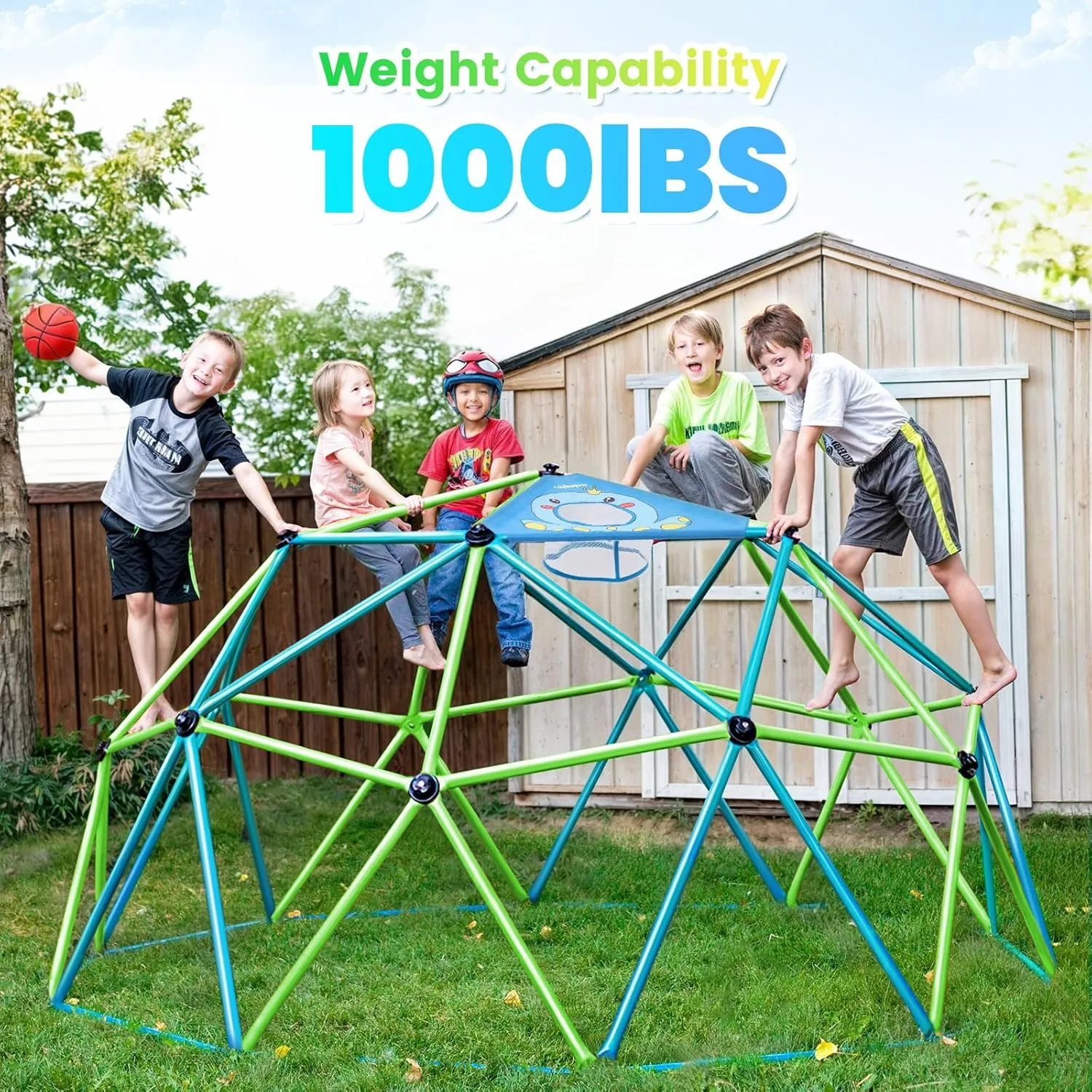 Zupapa 10FT Climbing Dome, Experience Ultimate Fun with The 2025 Upgraded Decagonal Geo Dome Climber - Supports 1000LBS Outdoor Playset and Easy Assembly Play Equipment for Kids (Turquoise, 10FT)