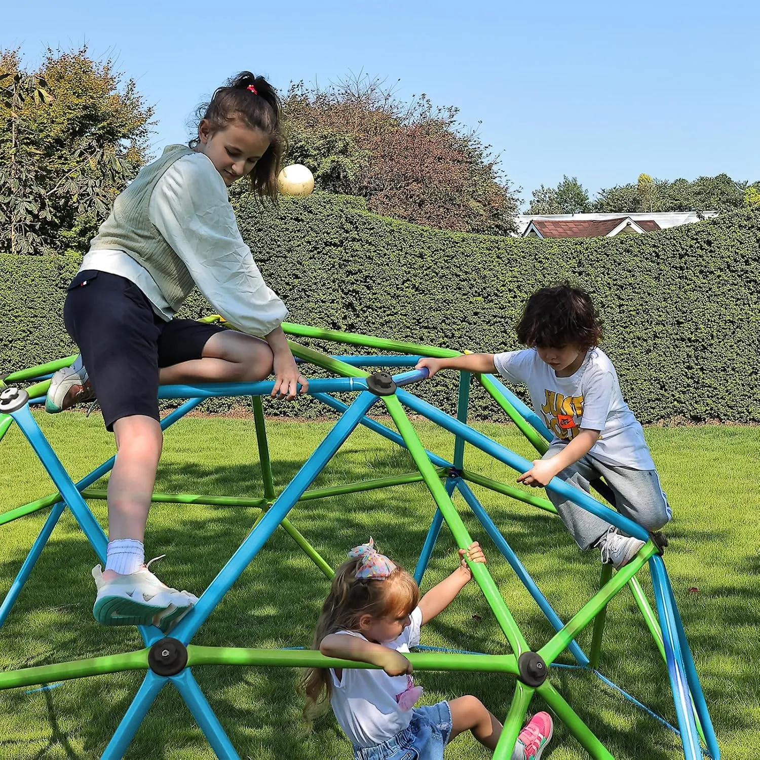 Zupapa 10FT Climbing Dome, Experience Ultimate Fun with The 2025 Upgraded Decagonal Geo Dome Climber - Supports 1000LBS Outdoor Playset and Easy Assembly Play Equipment for Kids (Turquoise, 10FT)